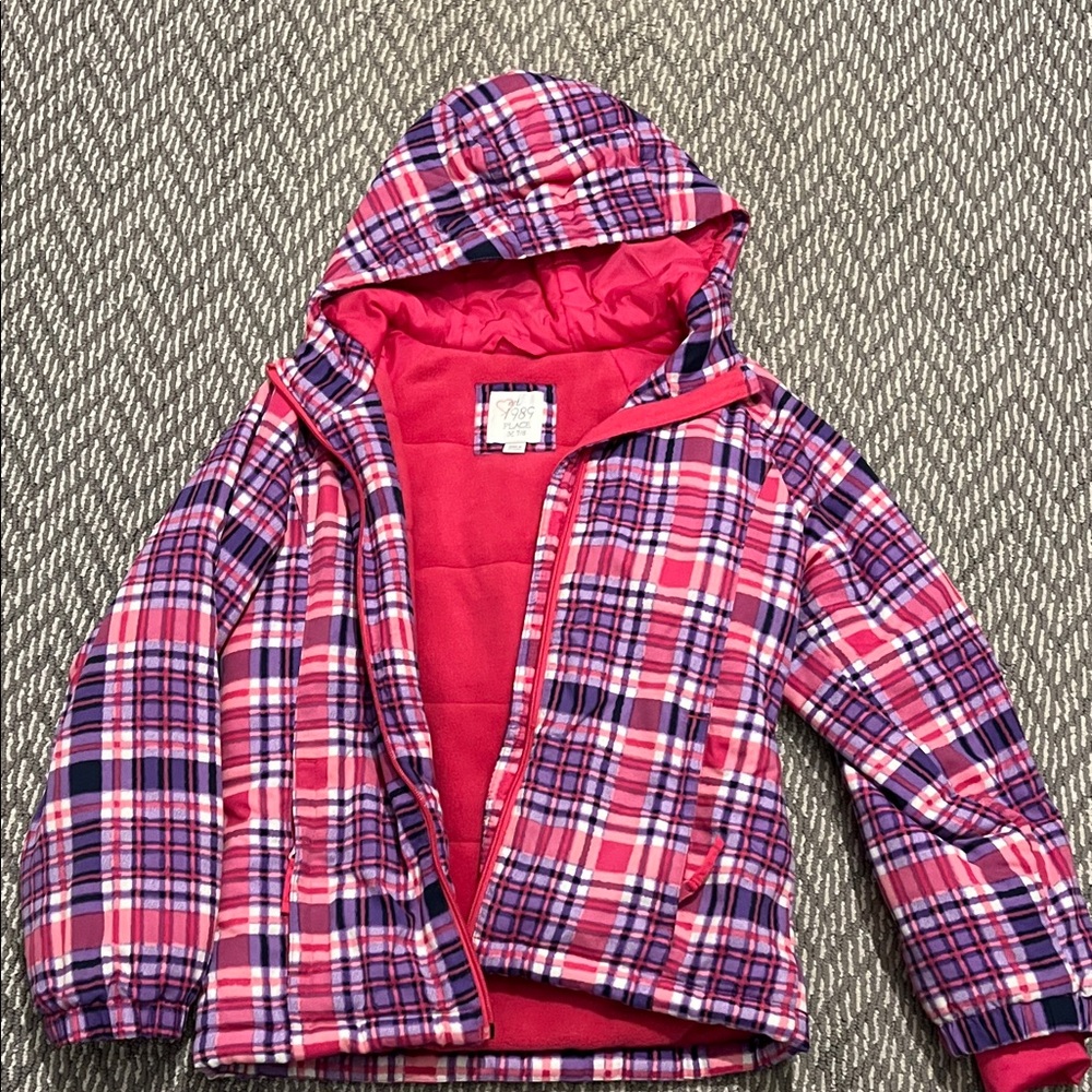 Place Vibrant Plaid Puffer Jacket